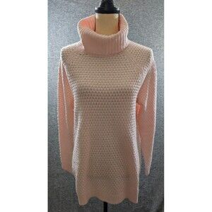 Faded Glory Women's Tunic Sweater Pink Waffle Knit Turtleneck Detail Size XL